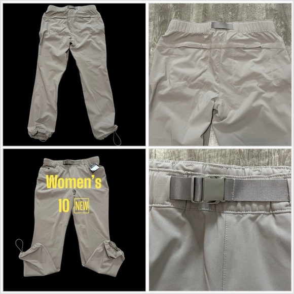 Women’s Eddie Bauer 10 Medium Joggers ClimaTrail Pants Sweats Beige Pockets NWT - Picture 1 of 14
